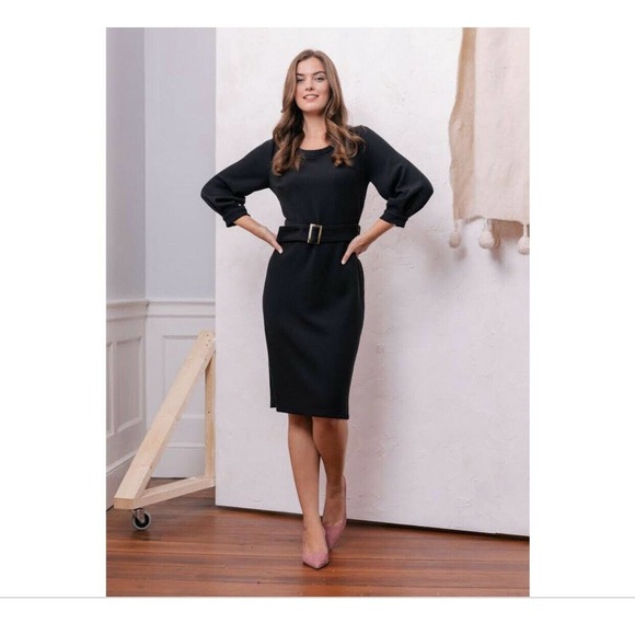 Gal Meets Glam Dresses & Skirts - Gal Meets Glam Black Jody Belted Ribbed Dress Sz 2
